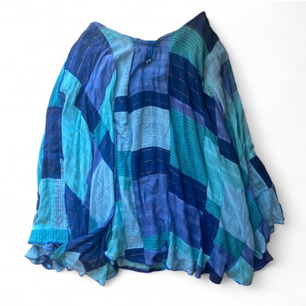 Paul Ropp Wool Patchwork Blue Long Skirt Women’s Medium 100% Cotton - Picture 6 of 6